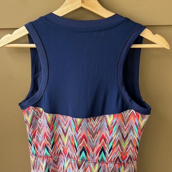 Title Nine Hillary’s Mesh Magic Chevron Colorful Dress. Fit & Flare S Like New - Picture 5 of 6